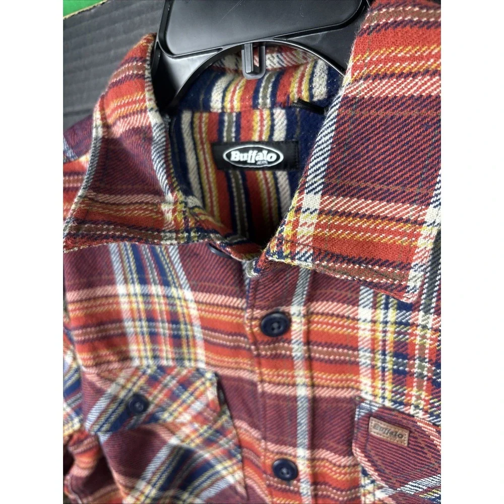 Buffalo David Bitton Mens Plaid Shirt Jacket Red Small Cotton Button Up NWT